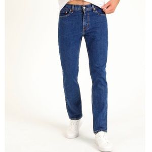 Men’s Levi 511 34/34. Dark wash distressed.